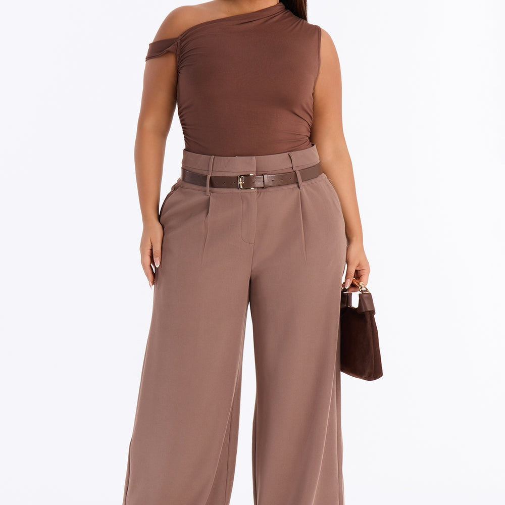 Adelaide Belted Wide Leg Pleated Trouser