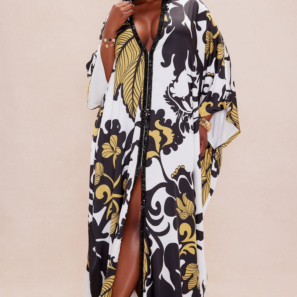 Adima Embellished Satin Kaftan