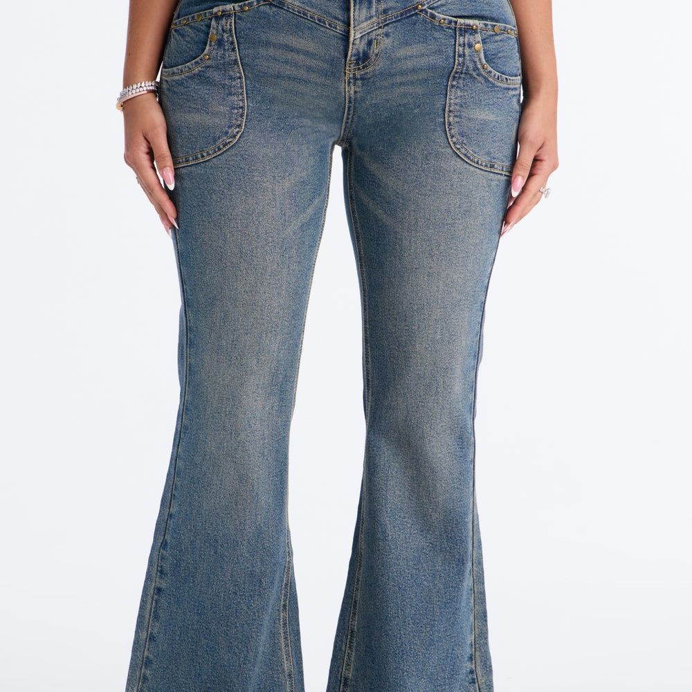 Alabama Baby Stud Embellished Flare Jeans