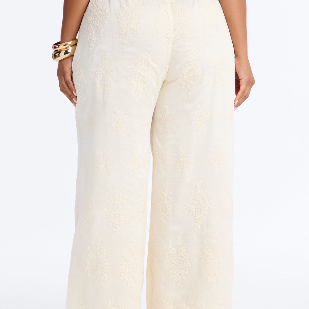 Adriane Embroidered Drawstring Wide Leg Pant