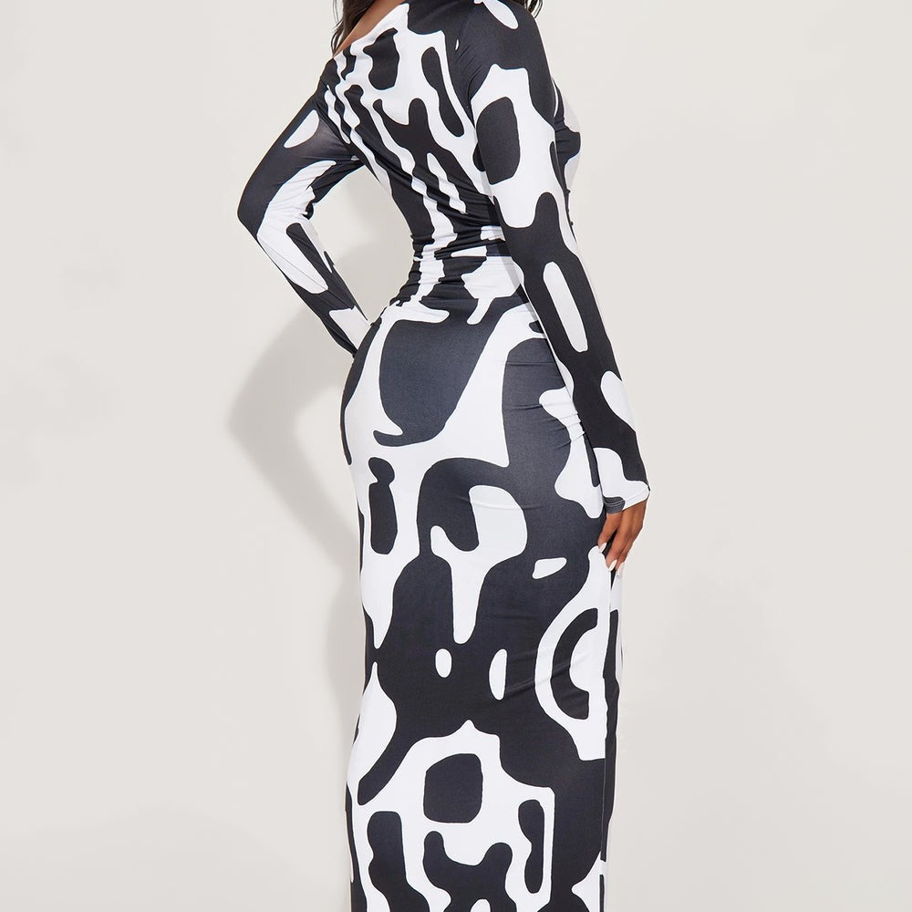 Abstract Allure Off Shoulder Maxi Dress