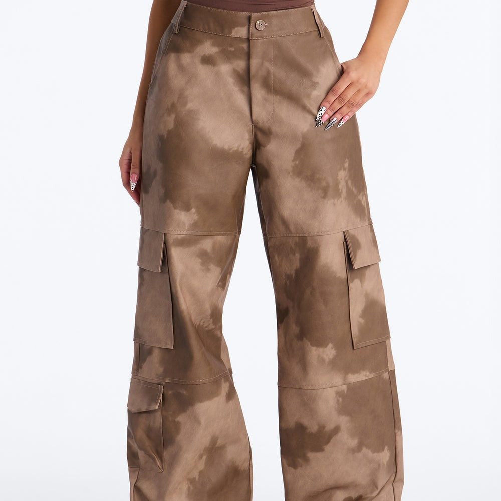 Alexa Washed Faux Leather Cargo Pant