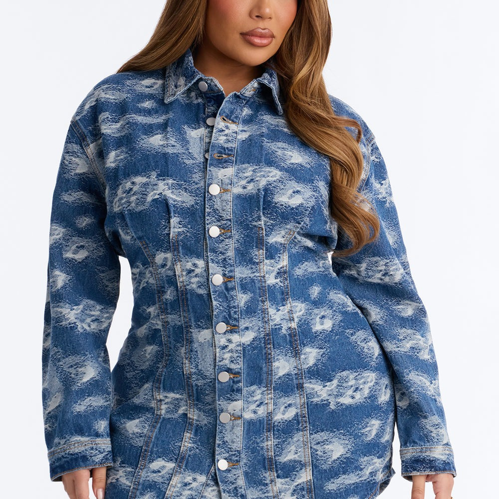 Alessandra Abstract Denim Mini Dress