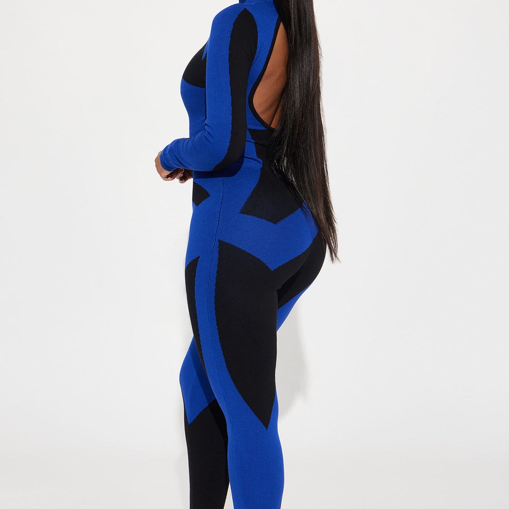 Abstract Long Sleeve Sweater Jumpsuit