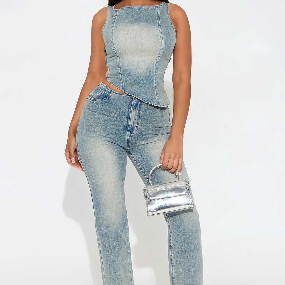 Alana Denim Pant Set