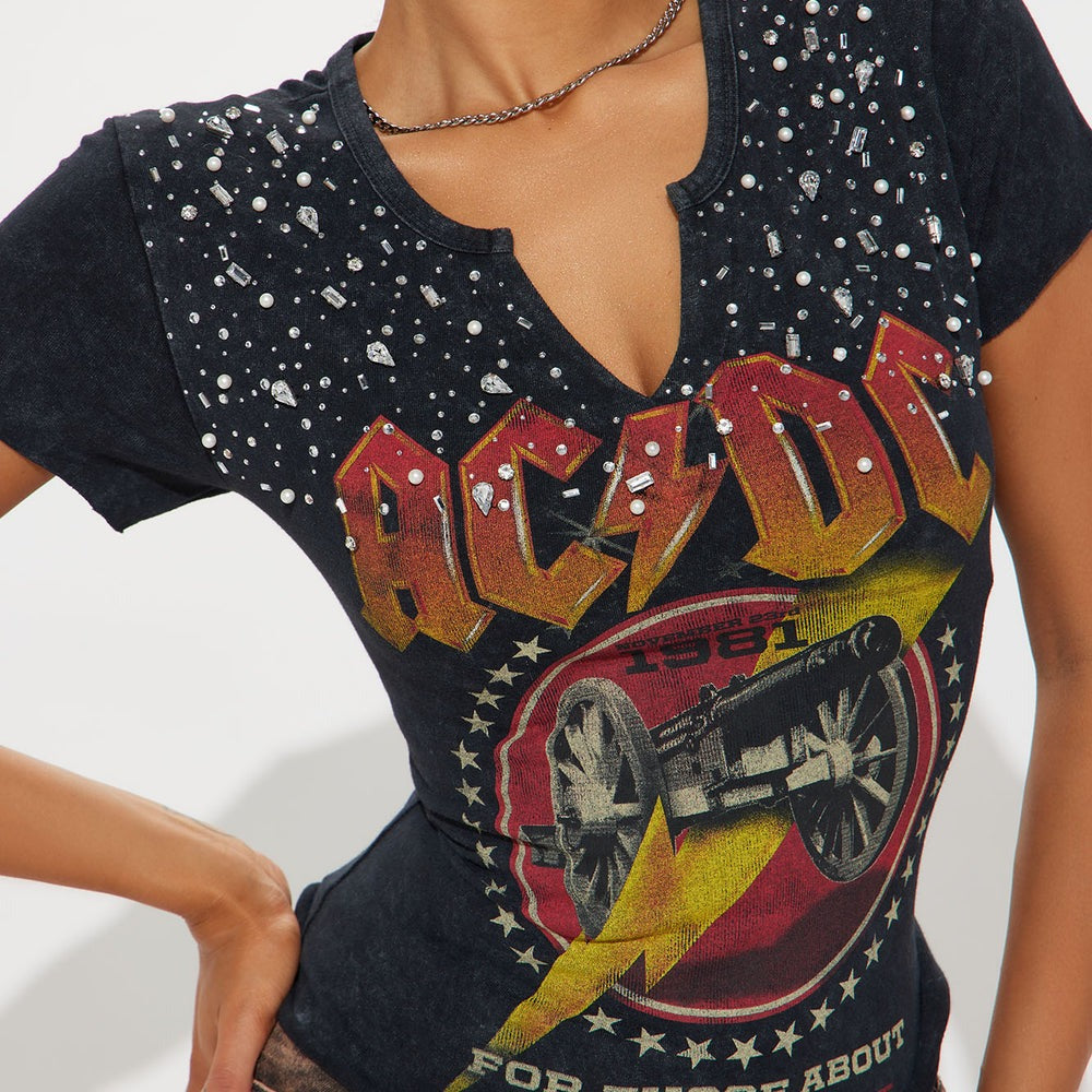 ACDC Rock On Rhinestone Tee