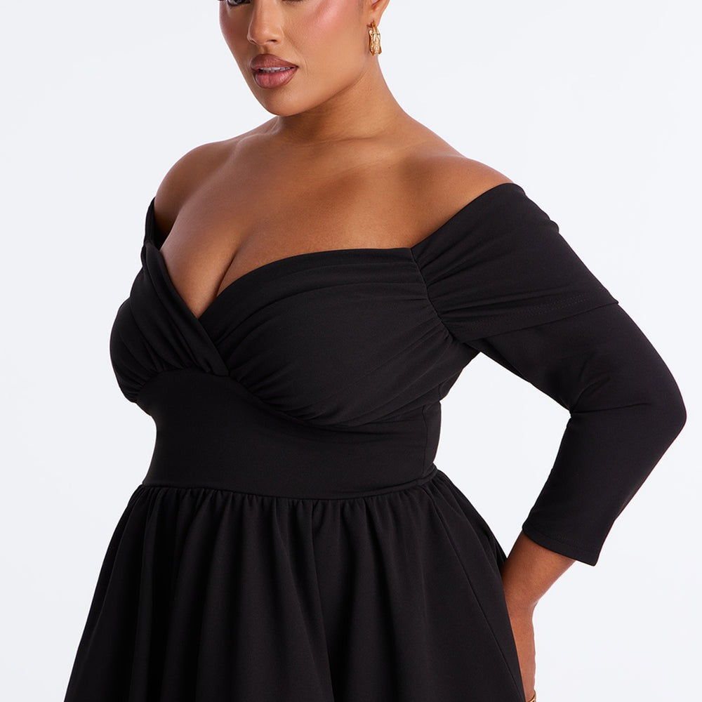 Abby Off Shoulder Crepe Knit Midi Dress