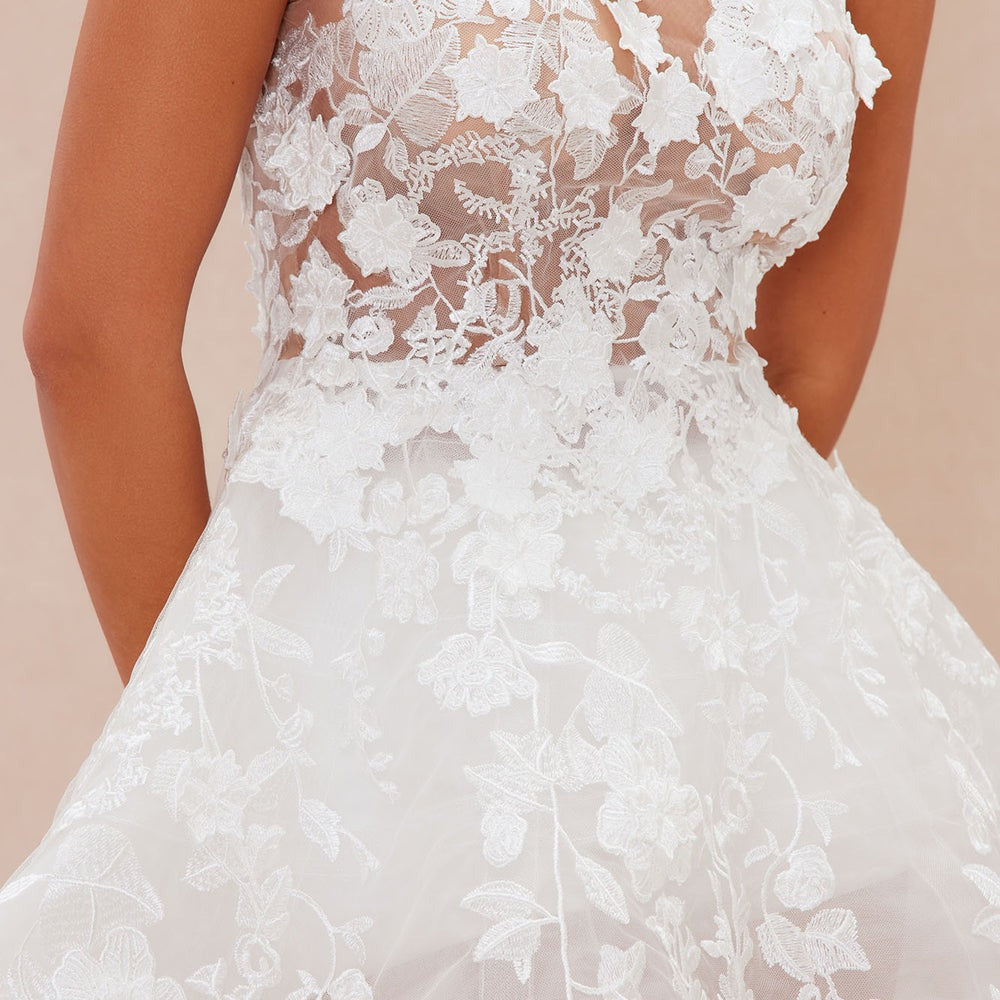 Alicia Embroidered High Low Gown