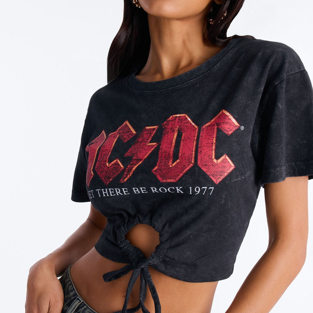 ACDC Mineral Washed Key Hole Tee