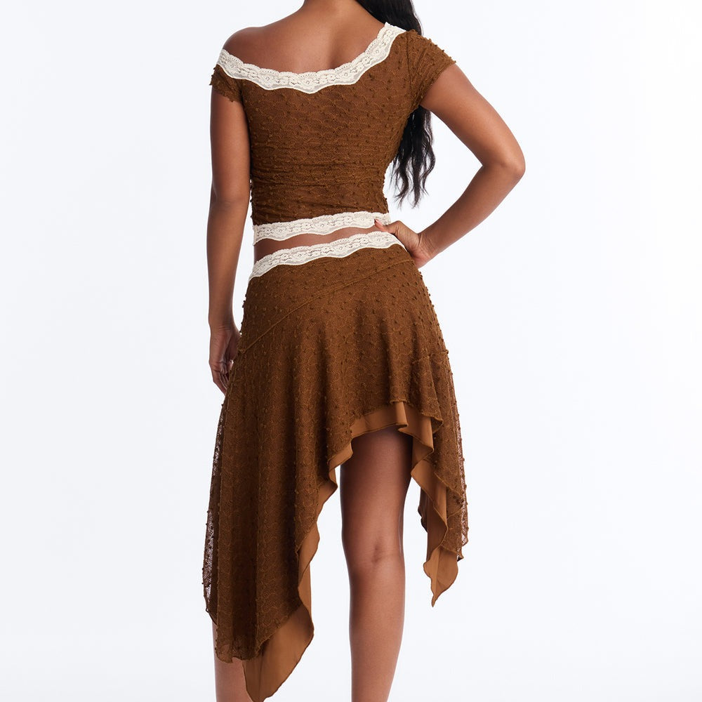 Alana Asymmetrical Textured Skirt Set