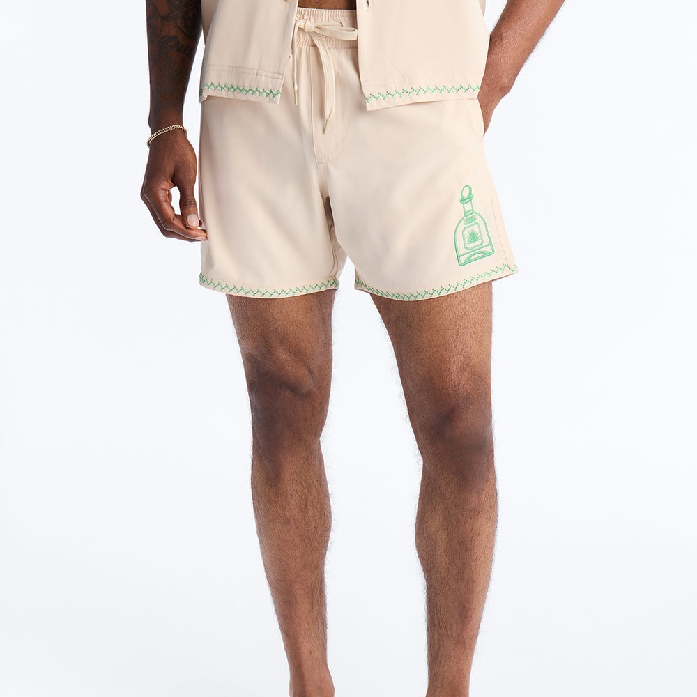 Agave Palm Embroidered Swim Trunk 7â3