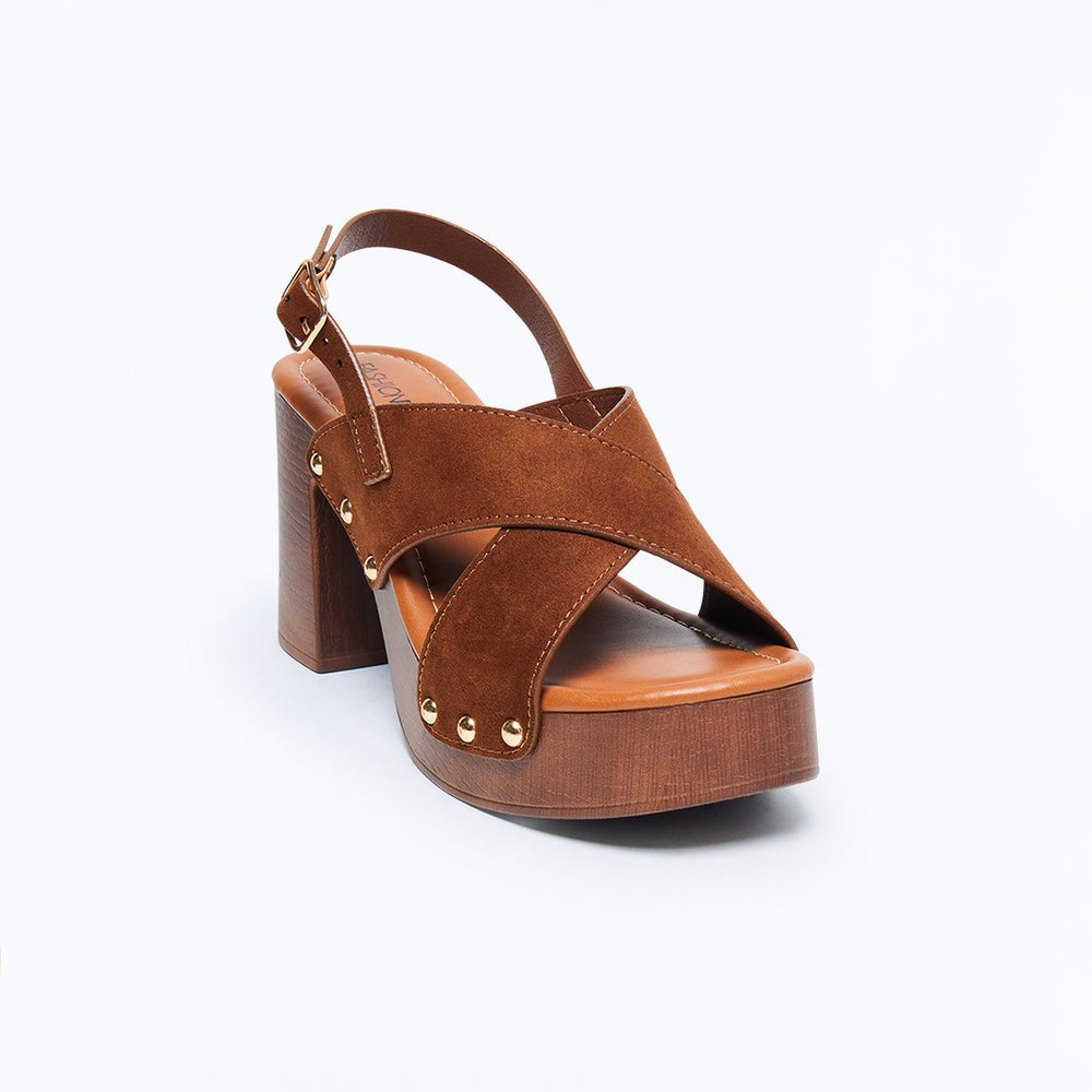 Adva Wood Platform Slingback Heels