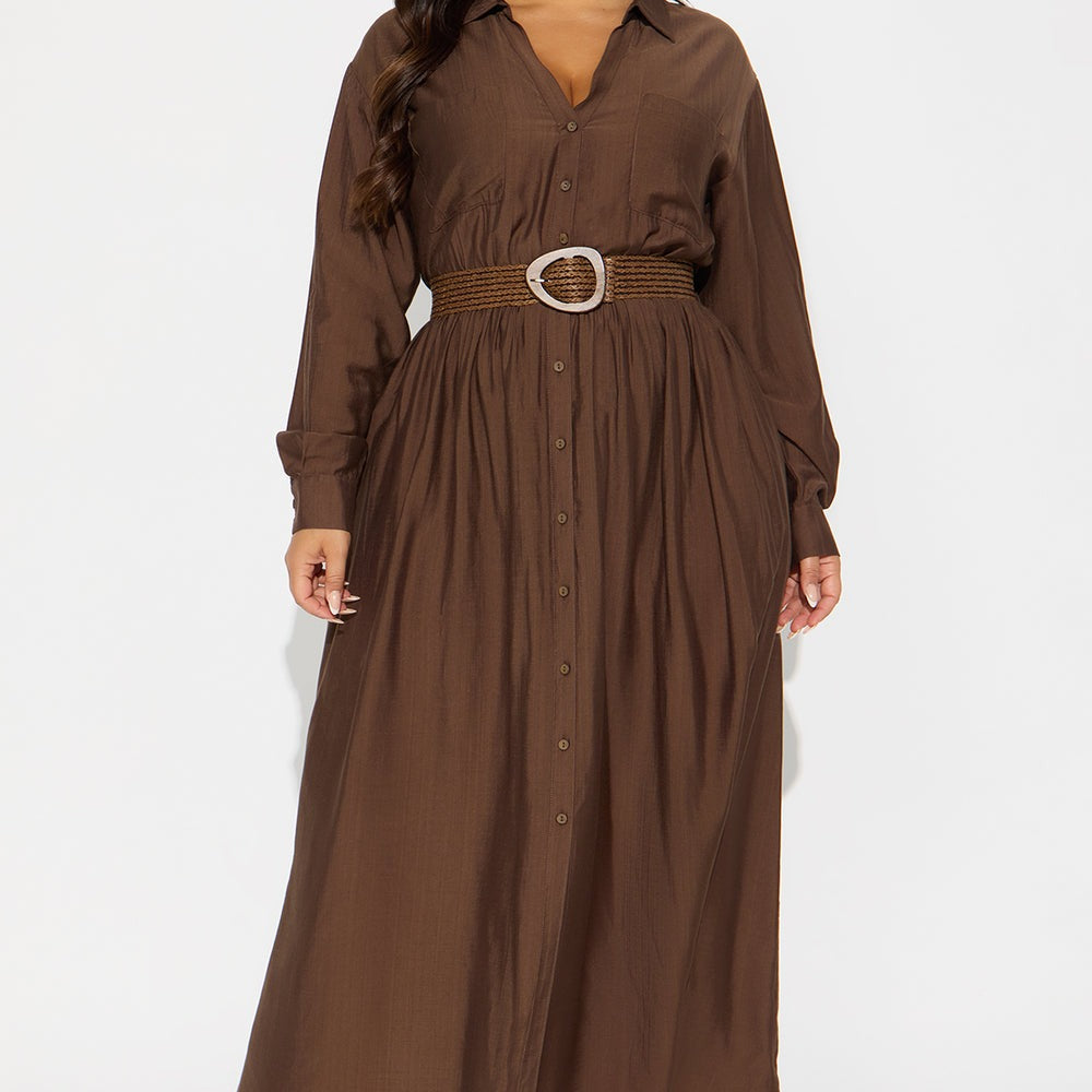 Alaya Linen Maxi Shirt Dress
