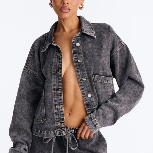 Airplane Mode Drapey Denim Shacket