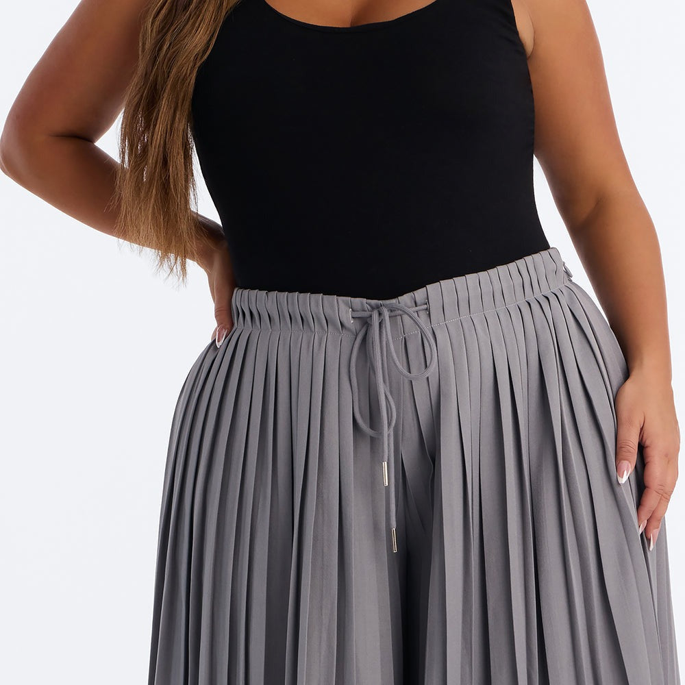 Adele All Over Pleated Wide Leg Trouser