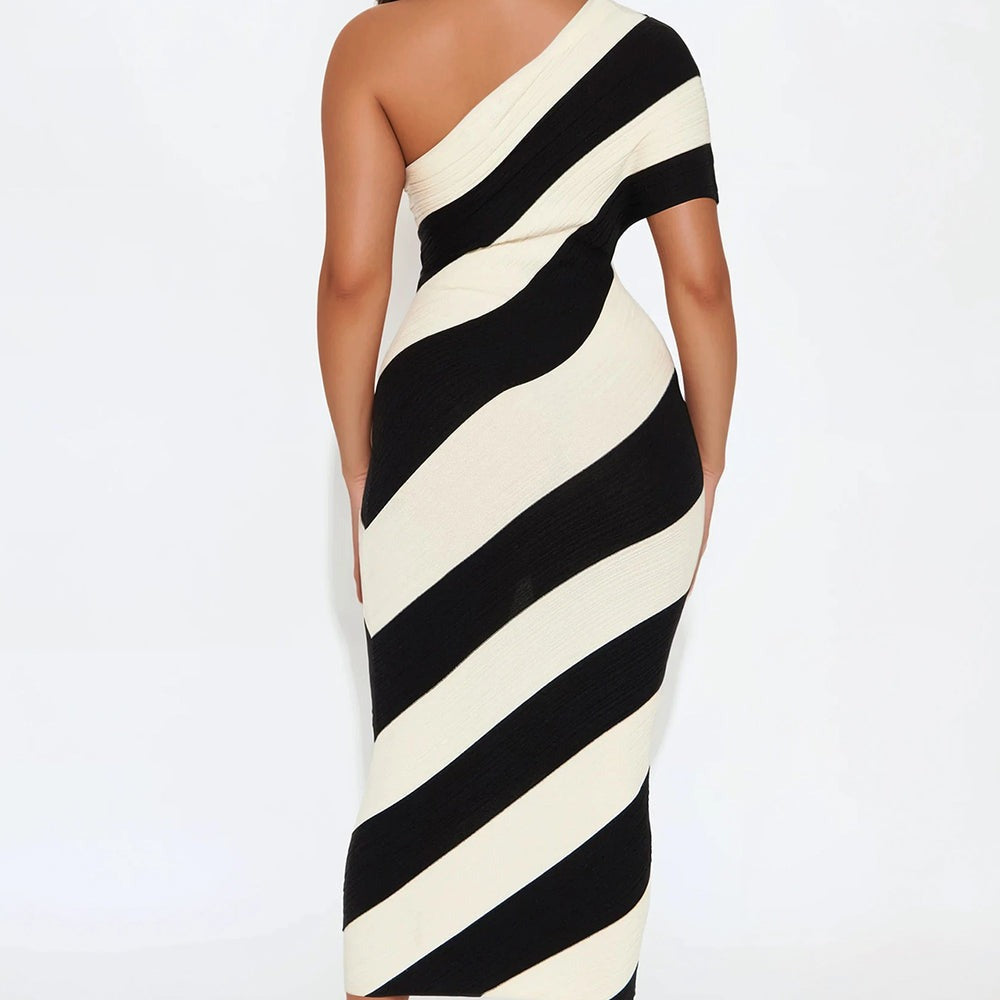 Akari Striped Sweater Midi Dress