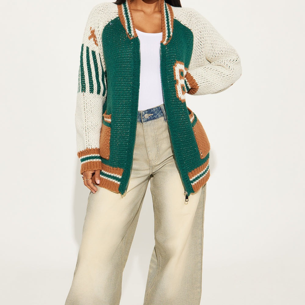 89 Forever Varsity Front Zip Sweater