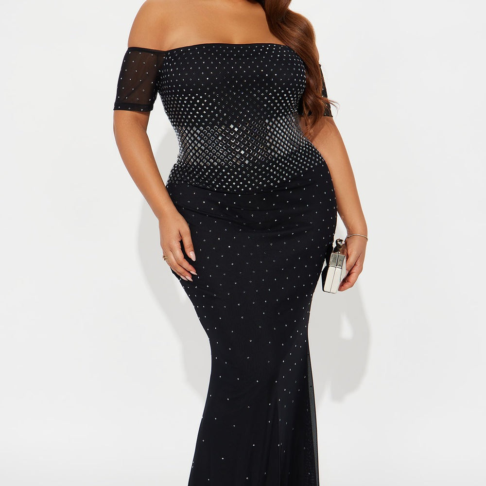 Alaia Rhinestone Mesh Maxi Dress