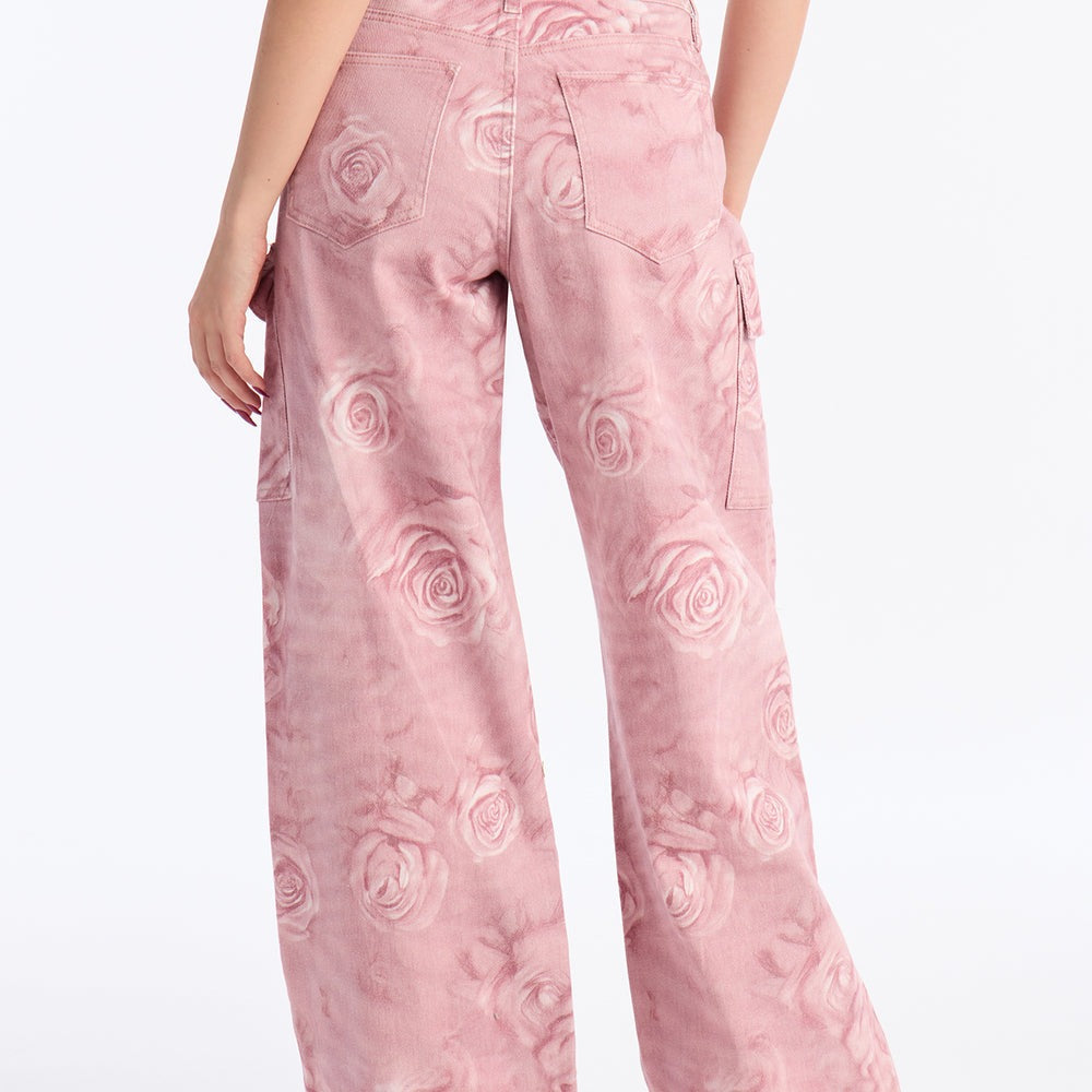 Accept My Rose Stretch Cargo Jeans