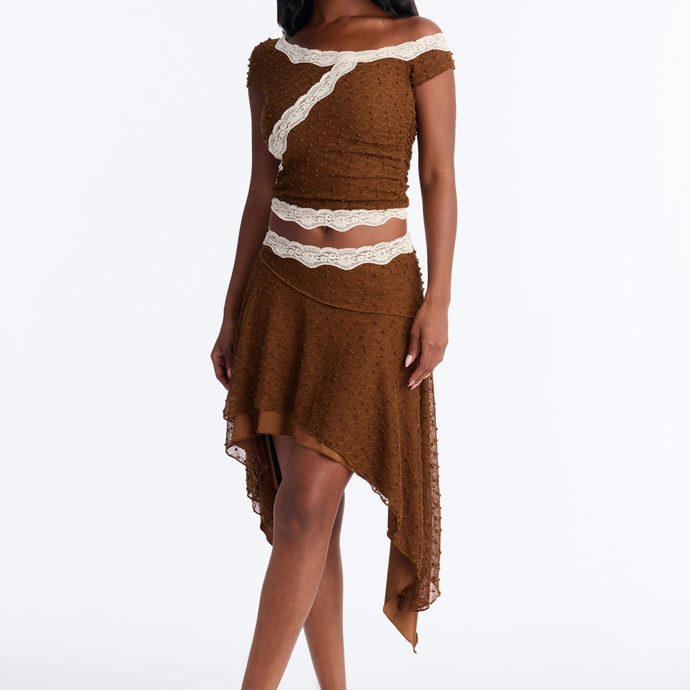 Alana Asymmetrical Textured Skirt Set