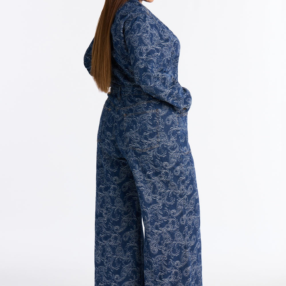 Adeline Denim Flare Jumpsuit