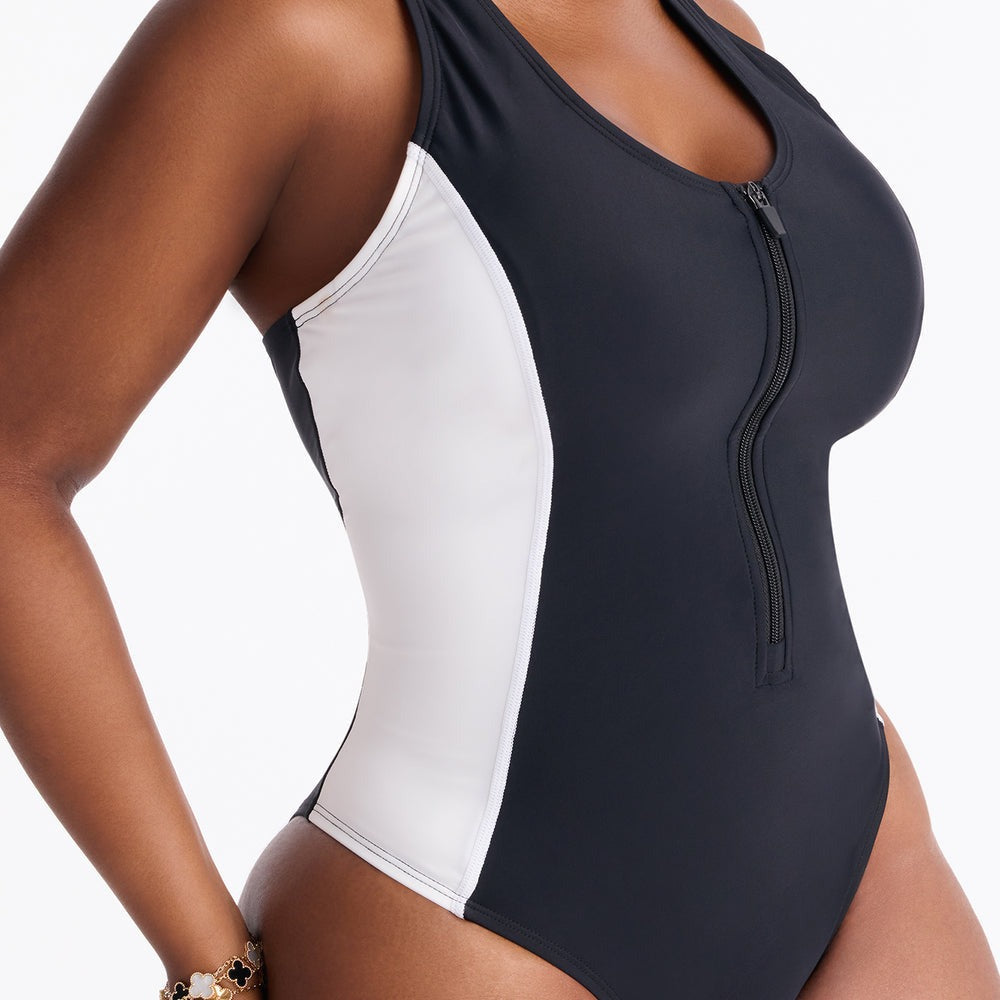Adelyn Zip Up Sculpt Contour 1 Piece Swimsuit