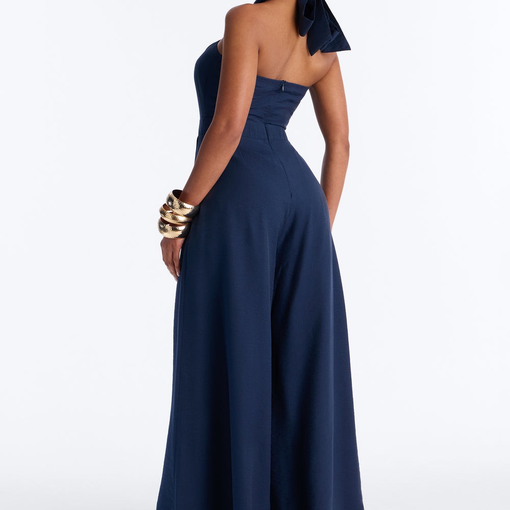Alana Halter Pleated Wide Leg Jumpsuit