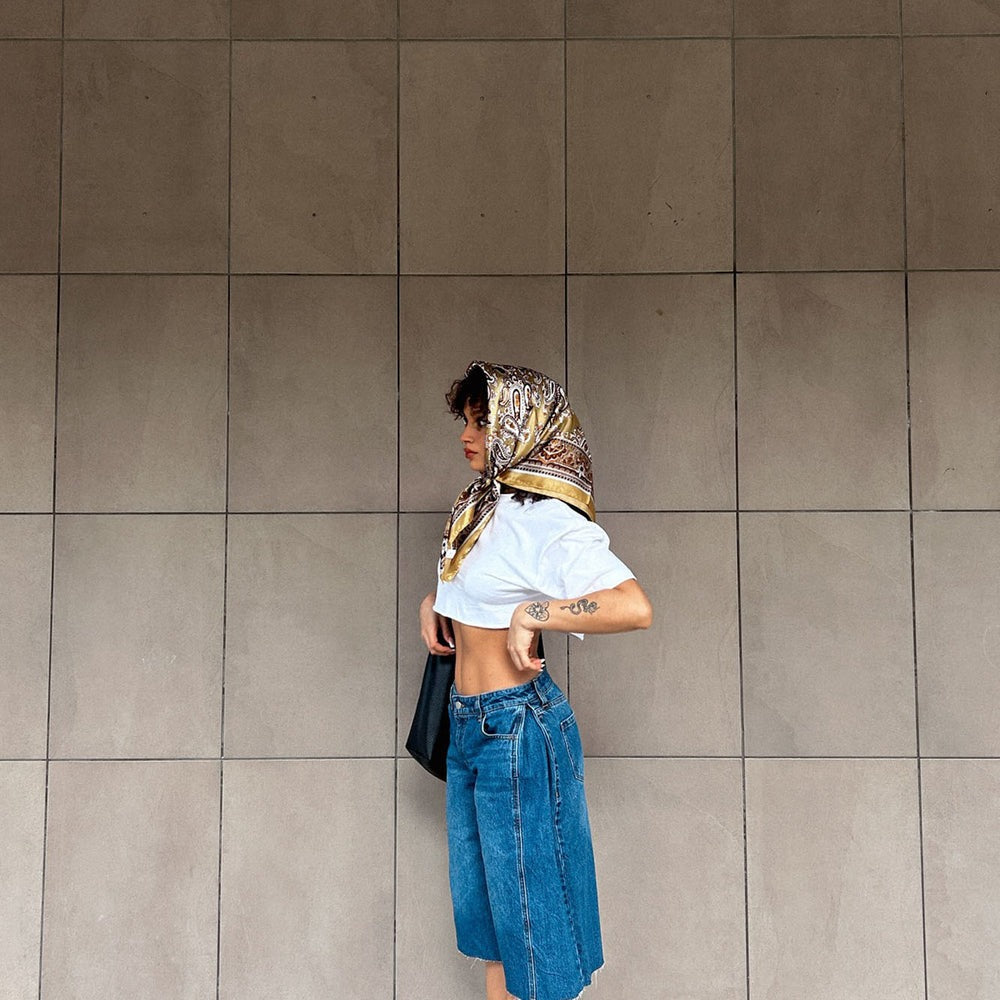 Aleksa Pleated Non Stretch Denim Jorts