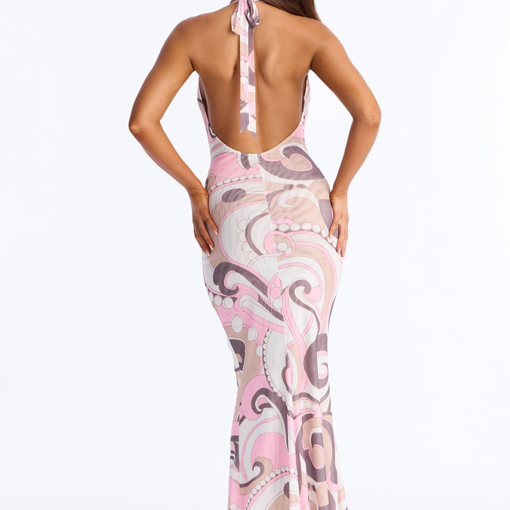 After Sunset Halter Mesh Maxi Dress