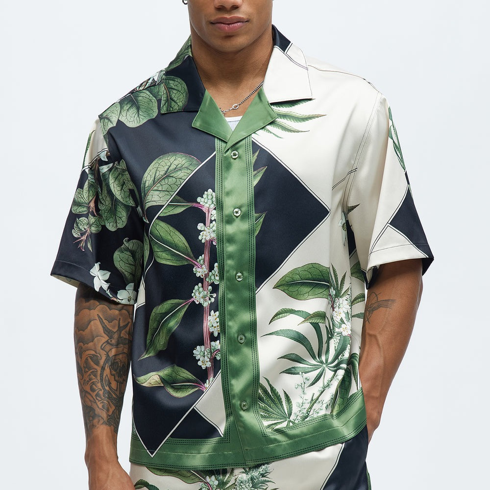 Agrarian Printed Cuban Collar Shirt