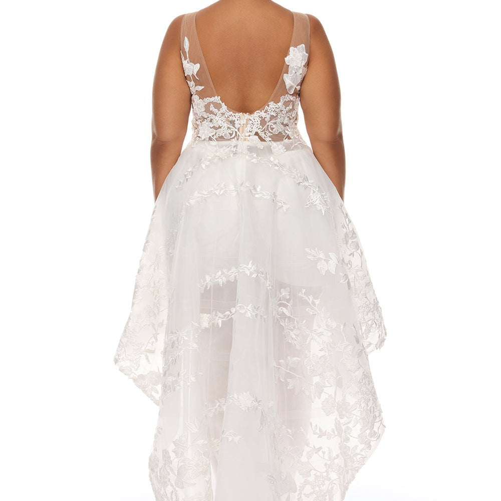 Alicia Embroidered High Low Gown