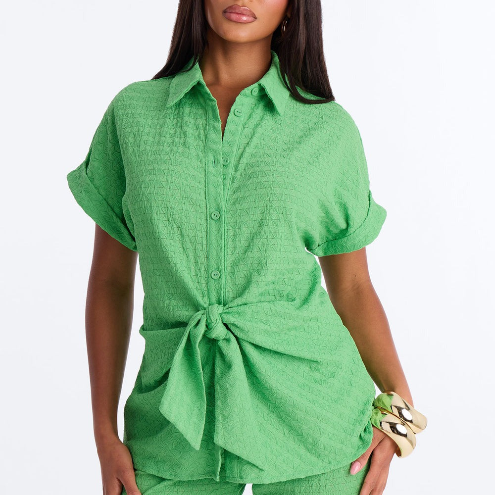 Ainsley Textured Tie Front Pant Set