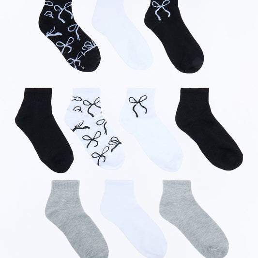 10 Pack Bow Quarter Length Socks