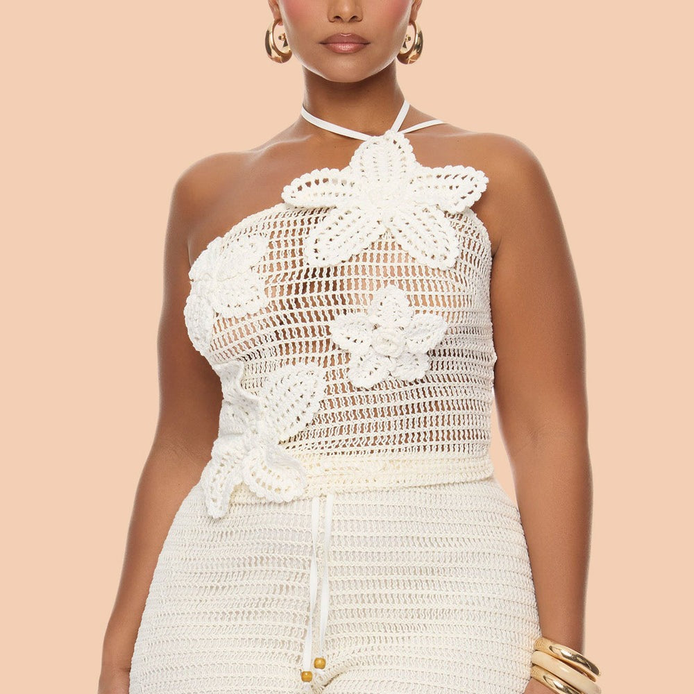 Alayah Floral Applique Crochet Short Set