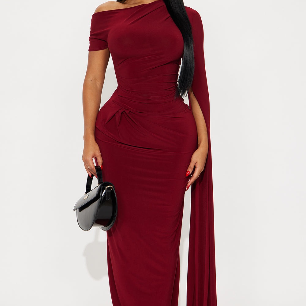 After Thought Asymmetrical Draped Maxi Dress