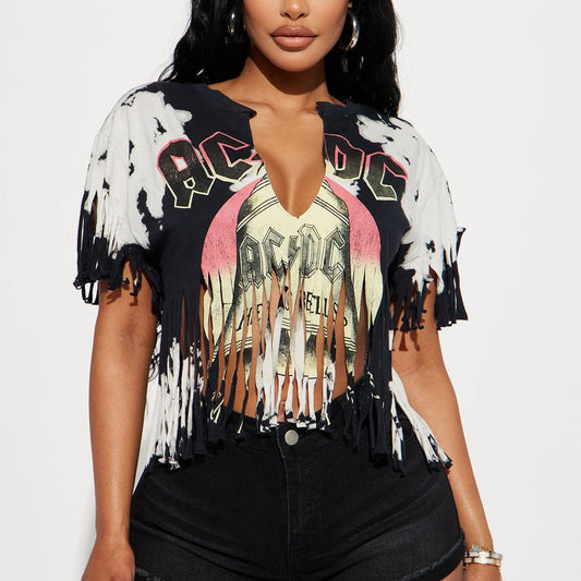 ACDC Tie Dye Fringe Top