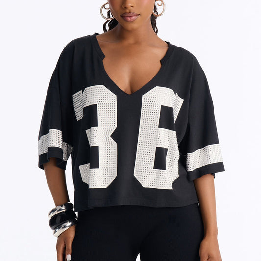 36 Power Player Rhinestone Jersey Tee