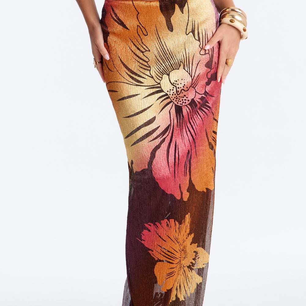 Addison Metallic Floral Maxi Skirt