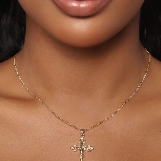 14K Gold Plated Cross Necklace