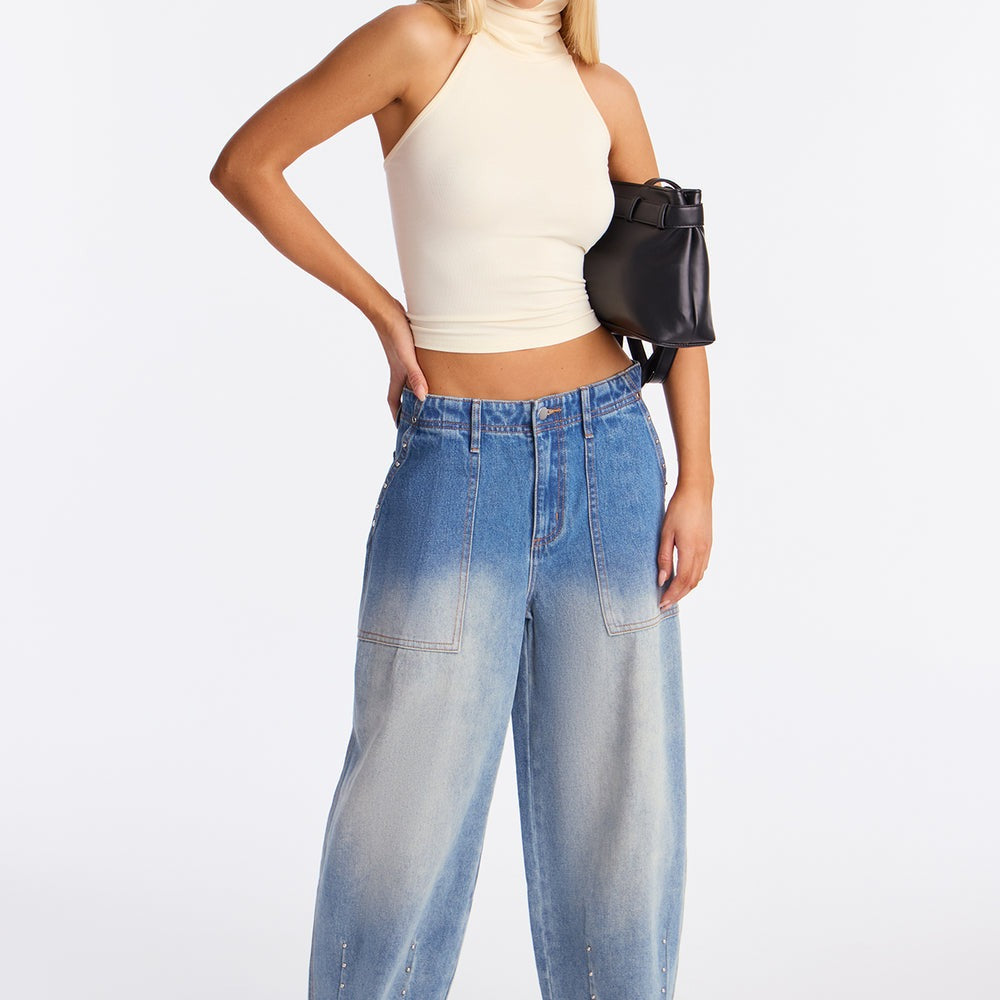 A Little Spark Studded Baggy Jeans