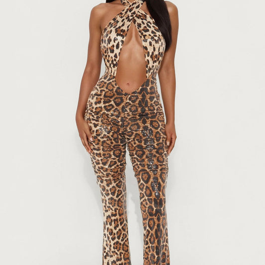 Alexis Sequin Leopard Jumpsuit