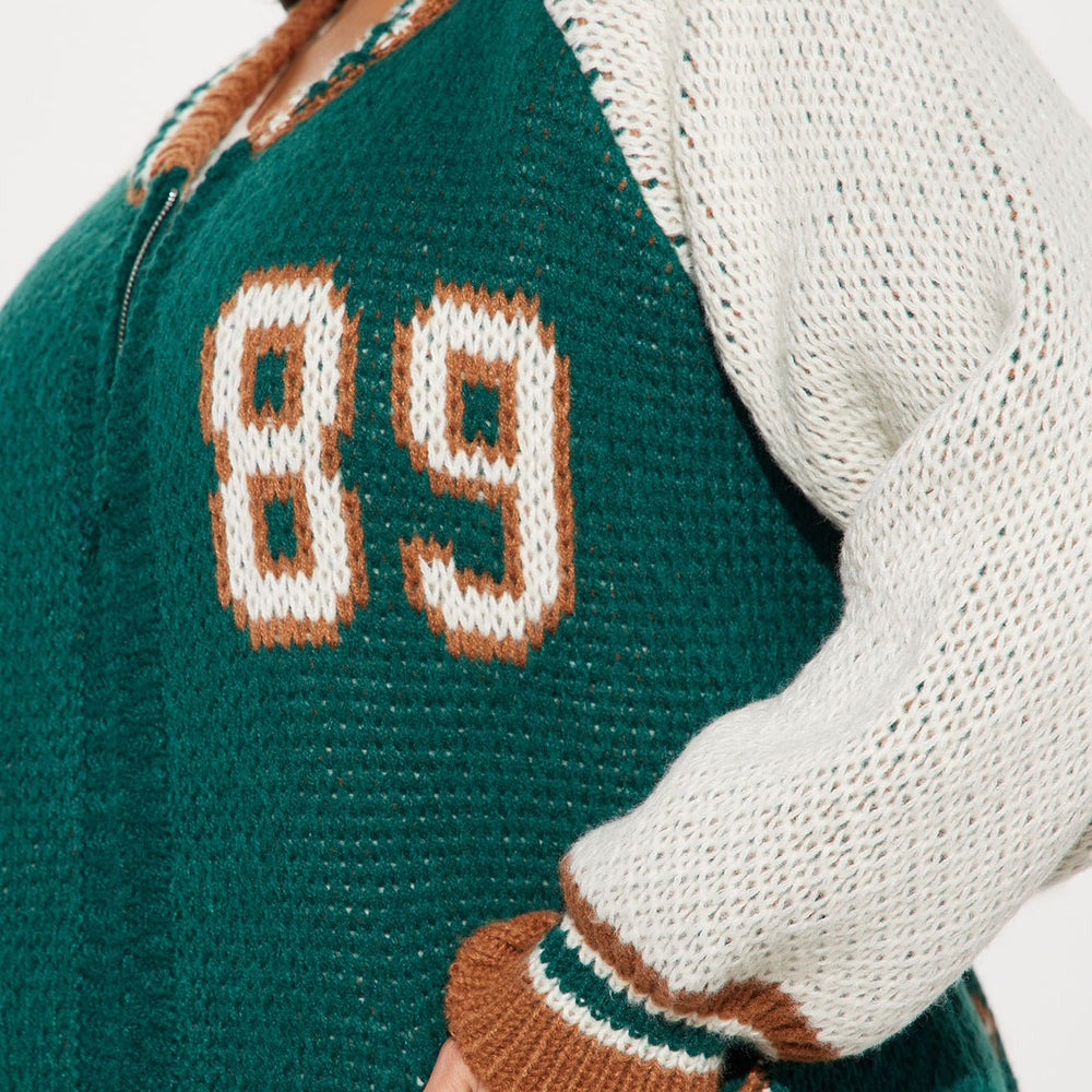 89 Forever Varsity Front Zip Sweater