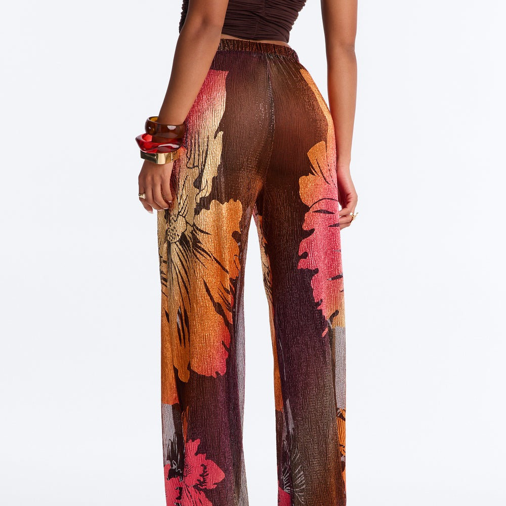 Addison Metallic Floral Wide Leg Pant