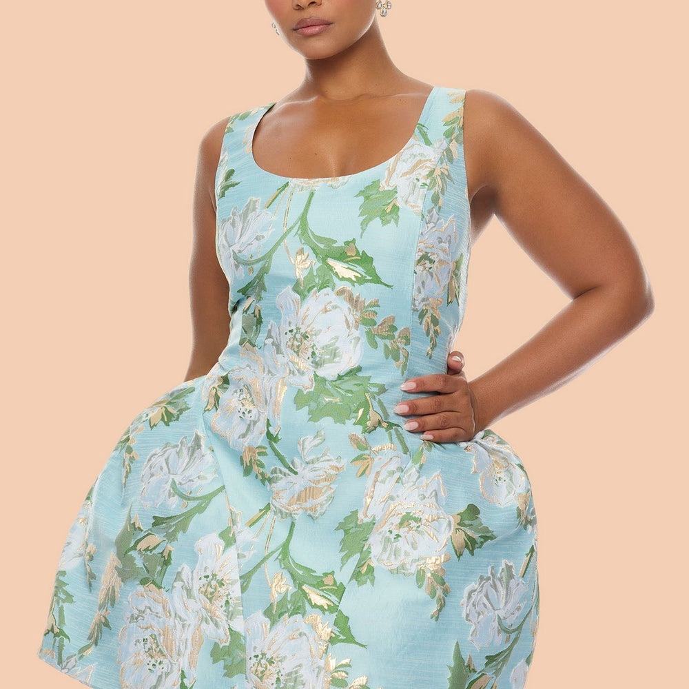 Alicia Drop Waist Jacquard Mini Dress