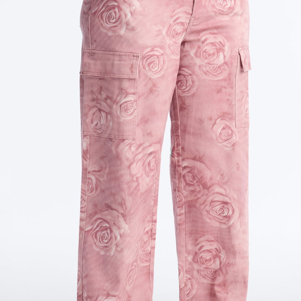 Accept My Rose Stretch Cargo Jeans