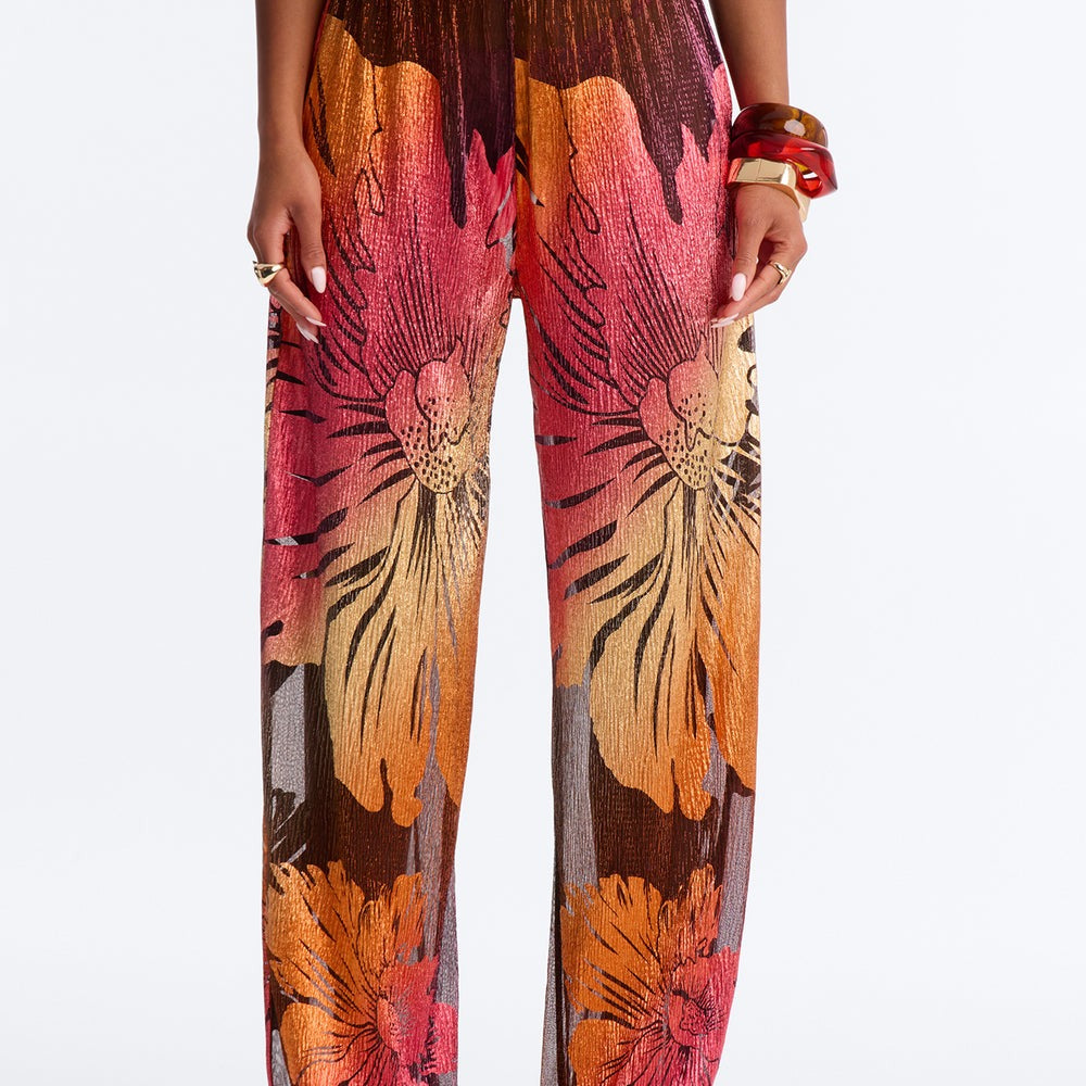 Addison Metallic Floral Wide Leg Pant