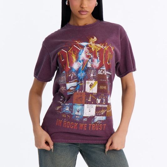 ACDC In Rock We Trust Oversized Tee
