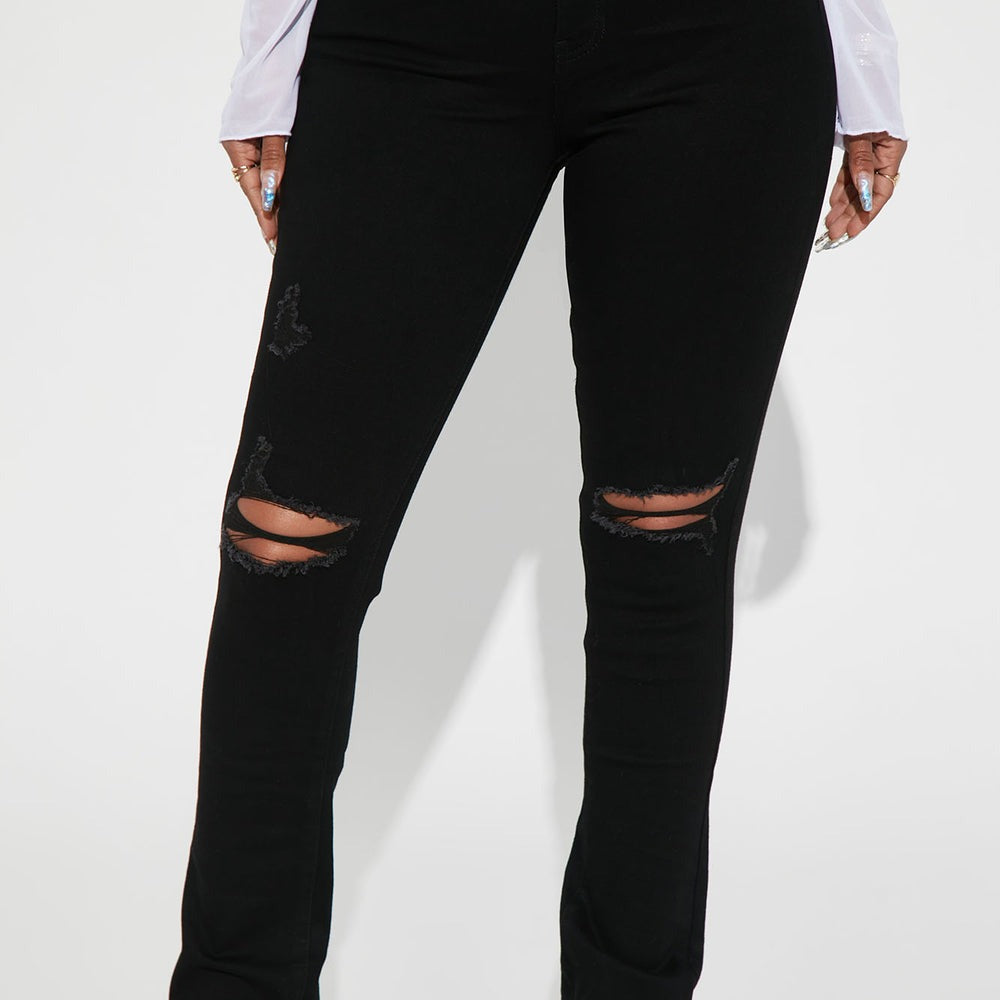 After Dark Ripped High Rise Stretch Bootcut Jeans
