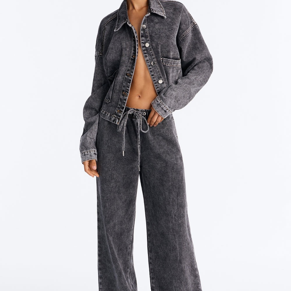 Airplane Mode Tie Waist Drapey Denim Jeans
