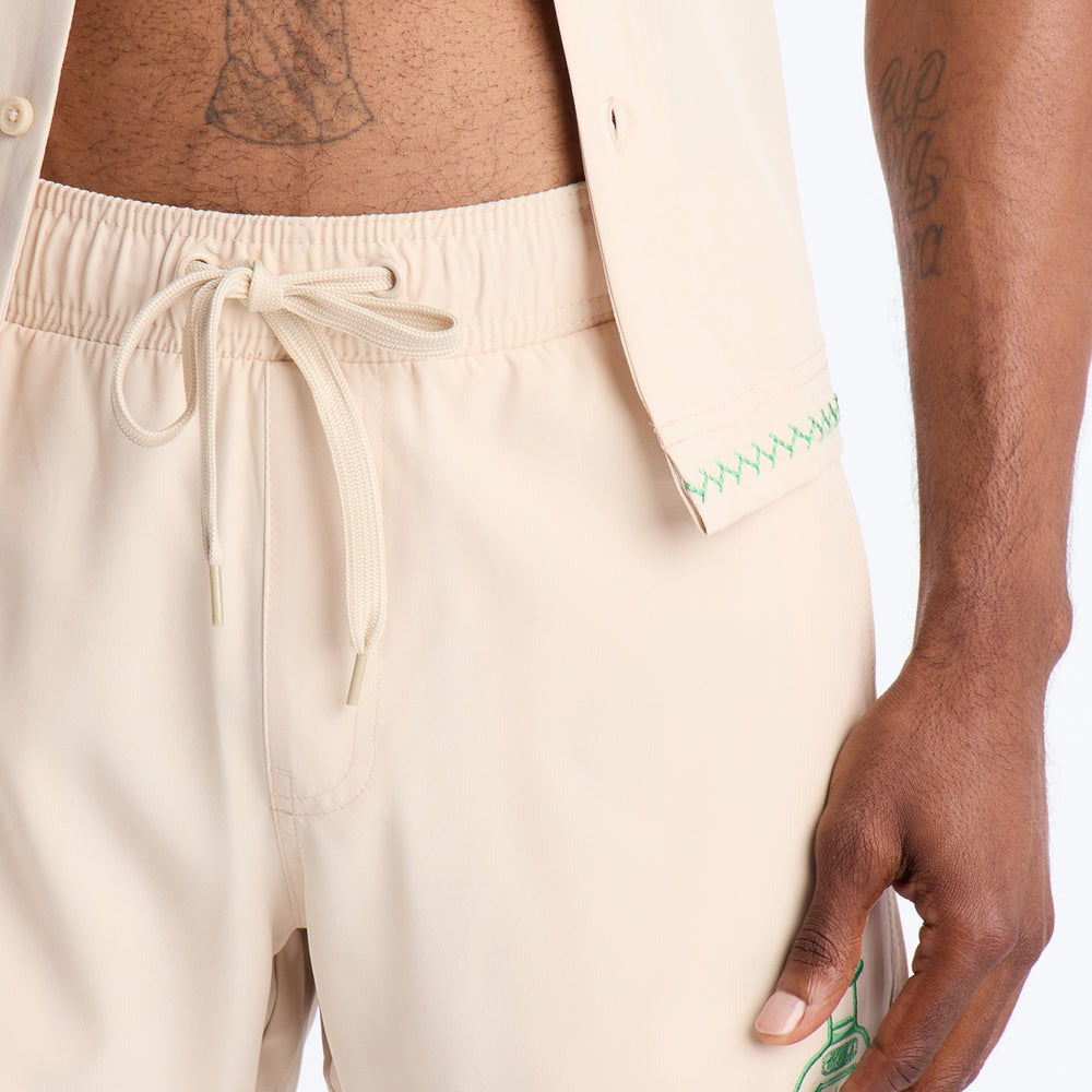 Agave Palm Embroidered Swim Trunk 7â3